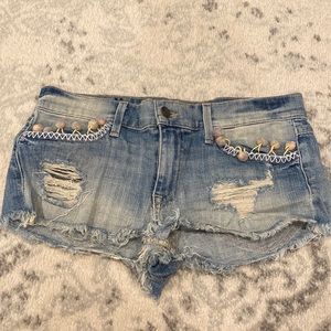 Wild fox Pom Pom denim shorts